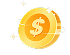 Shiny gold coin with a dollar sign and sparkles, set against a dark background.